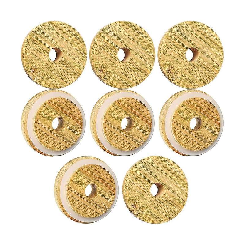 8 Pcs Bamboo Bowl Cover for Beer ,bamboo Jar Bowl Cover Regular Mouth 70mm with Straw Hole, Drinkin