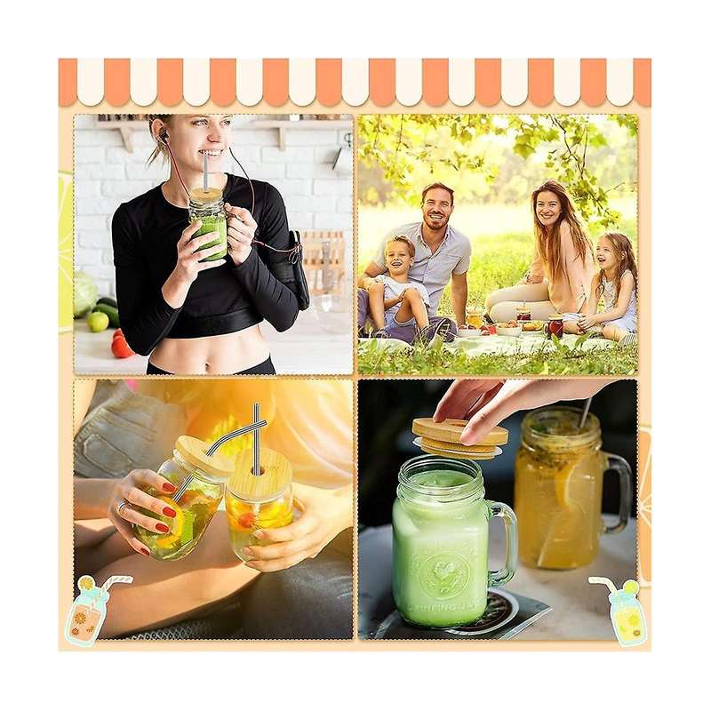 8 Pcs Bamboo Bowl Cover for Beer ,bamboo Jar Bowl Cover Regular Mouth 70mm with Straw Hole, Drinkin