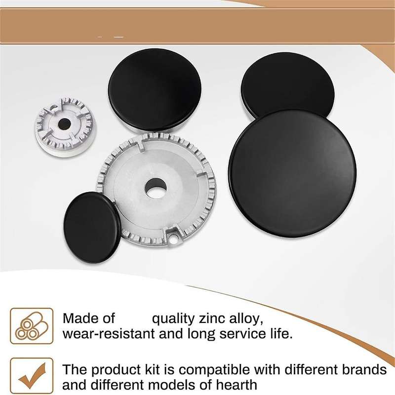 8 PCS Cooker Hat Set Oven Gas Hob Burner Crown Flame Cap Replacement Kit Fits Most Gas Stove Burners