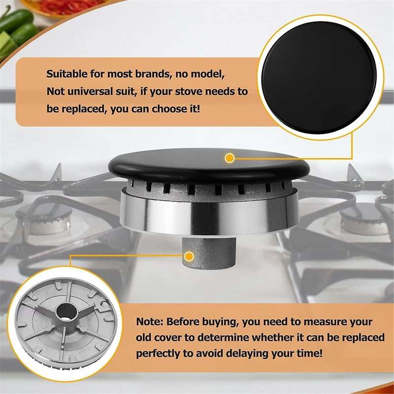 8 PCS Cooker Hat Set Oven Gas Hob Burner Crown Flame Cap Replacement Kit Fits Most Gas Stove Burners