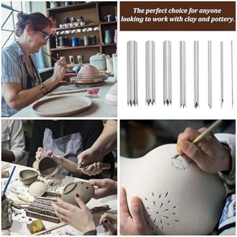 8 PCS Clay Hole Cutter Pottery Sculpture Tools for Pottery Ceramic Hole Punch for Pottery Sculpture