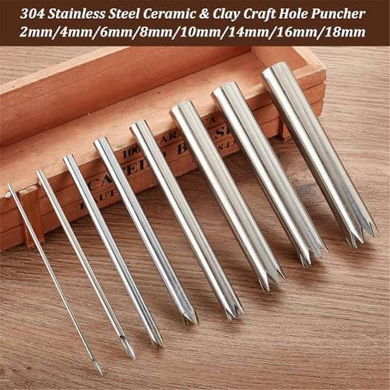 8 PCS Clay Hole Cutter Pottery Sculpture Tools for Pottery Ceramic Hole Punch for Pottery Sculpture