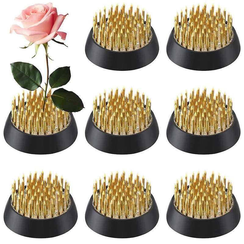 8 Pcs Flower Frogs Round Brass Flower Holder Japanese Ikebana Vase Floral Frogs Flower Arranger (1.3