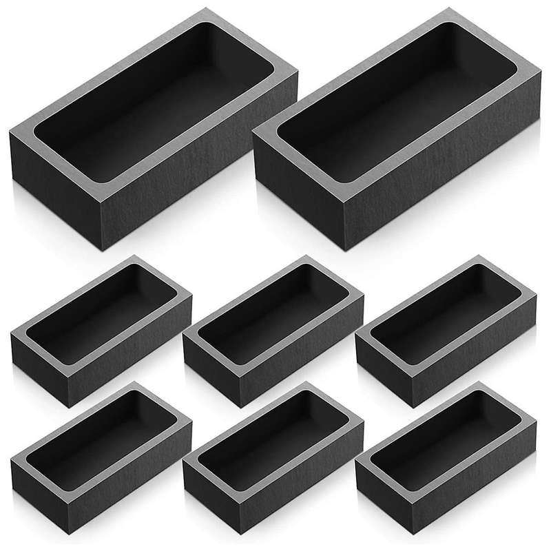 8 Pcs Graphite Ingot Mold Crucible for Melting Smelting Mold for Gold Silver Copper Casting Refining