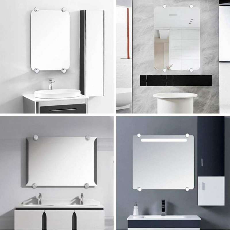 8 Pcs Mirror Set Mirror Holder Clips Zinc Alloy Mirror Holders for Walls Fixed Fitting for 3-5mm Thi