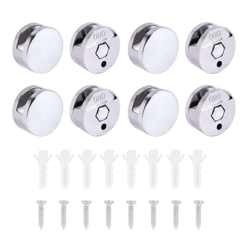 8 Pcs Mirror Set Mirror Holder Clips Zinc Alloy Mirror Holders for Walls Fixed Fitting for 3-5mm Thi