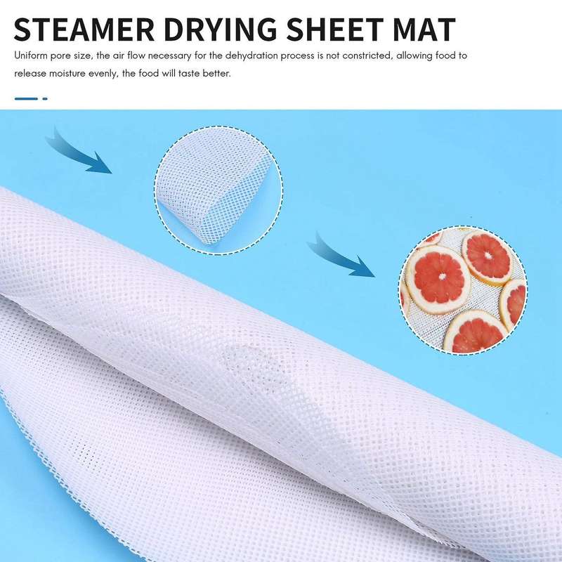 8 Pcs Round Silicone Dehydrator Sheets, Non-Stick Fruit Dehydrator Mats, Reusable Steamer Mat Mesh S