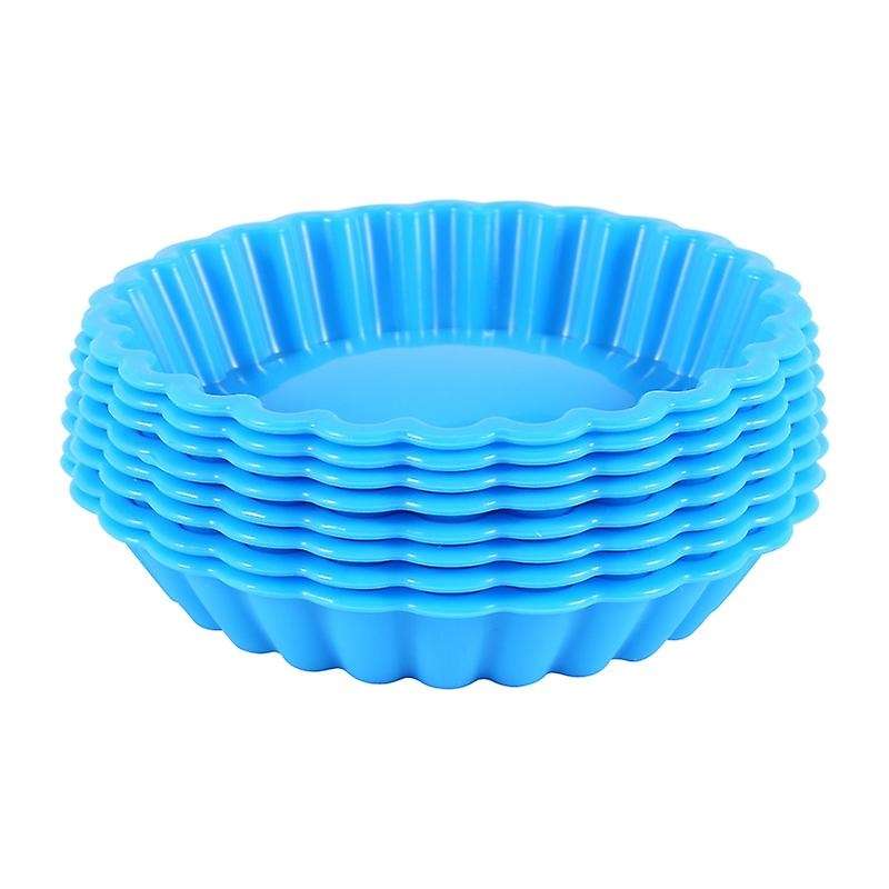 8 Pcs Silicone Cake Pans, Non-Stick Round Pie Moulds, Round Fluted Flan Baking Molds for Muffin, Qui