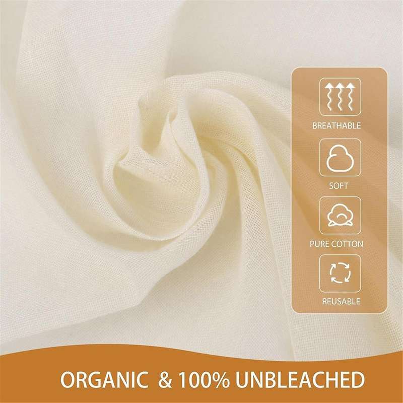8 PCS Reusable Cheese Cloths for Straining, 20x20 Inch Hemmed Organic Cheesecloth, for Coffee Brewin
