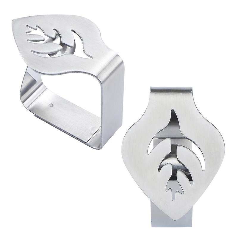8 Pcs Silver Stainless Steel Tablecloth Clip Leaf-shaped Table Fixing Clip Thickened Non- Tableclot