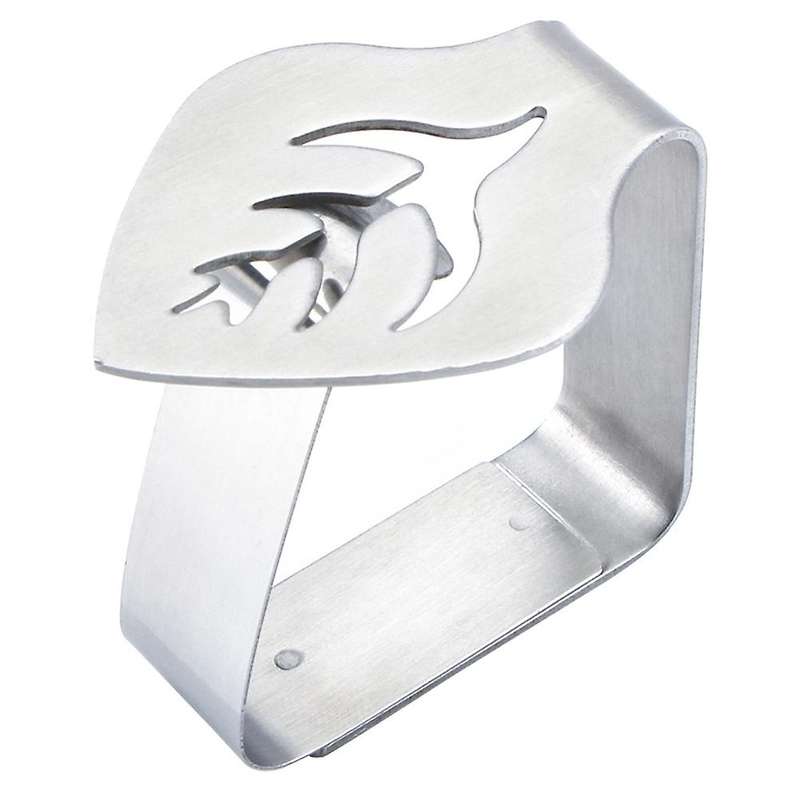 8 Pcs Silver Stainless Steel Tablecloth Clip Leaf-shaped Table Fixing Clip Thickened Non- Tableclot