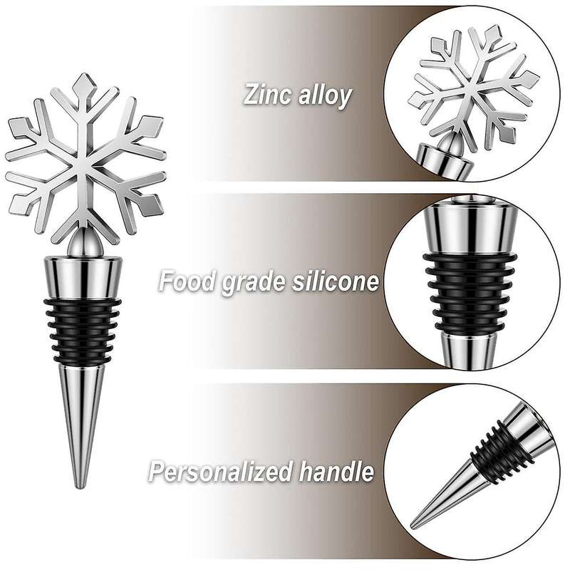 8 Pcs Snowflake Wine Stopper Reusable Wine Bottle Stopper Decorative Wine Stoppers Wine and Beverage