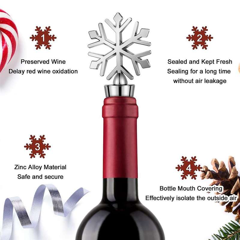 8 Pcs Snowflake Wine Stopper Reusable Wine Bottle Stopper Decorative Wine Stoppers Wine and Beverage