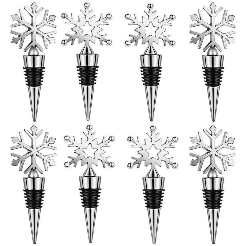 8 Pcs Snowflake Wine Stopper Reusable Wine Bottle Stopper Decorative Wine Stoppers Wine and Beverage