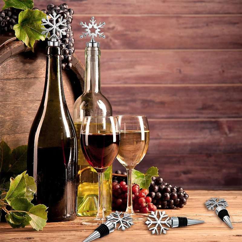 8 Pcs Snowflake Wine Stopper Reusable Wine Bottle Stopper Decorative Wine Stoppers Wine and Beverage