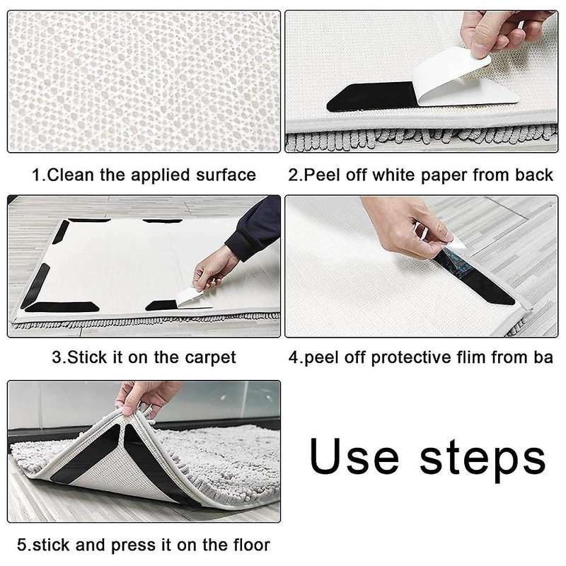 8 Pcs Rug Grippers for Area Rugs,non Slip Rug Grippers for Hardwood Floors,anti Slip Carpet Pads Fo