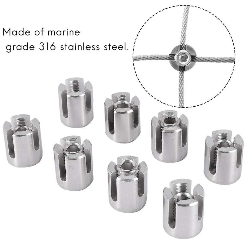 8 Pcs Stainless Steel Wire Rope Green Wall Trellis Fitting Clip 3mm Wire