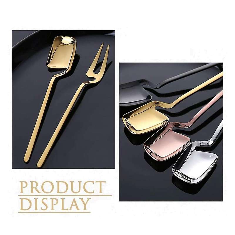 8 Pcs Stainless Steel Spoon Fork Retro Coffee Sugar Dessert Cake Ice Cream Spoons Mixing Spoon Fork