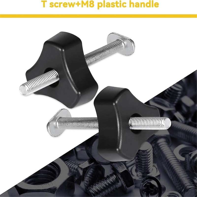 8 Set T Bolt Knob Kit, T Screw and Plastic Knob Nut - Woodworking Tool Jigs Screw Fixture, Use with