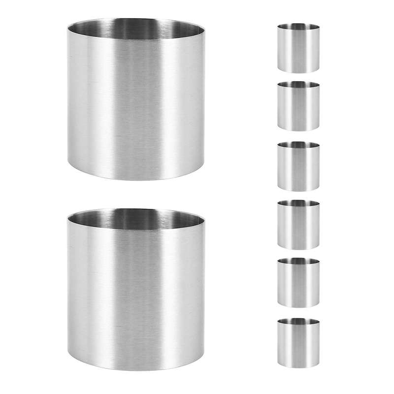 8 Pieces Stainless Steel Mousse Rings Round Biscuit Cutter Cake Mold Kitchen Baking Pastry Tool for