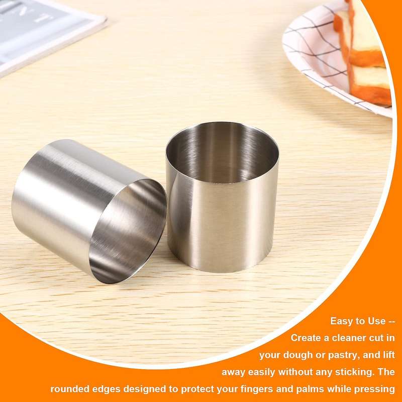 8 Pieces Stainless Steel Mousse Rings Round Biscuit Cutter Cake Mold Kitchen Baking Pastry Tool for