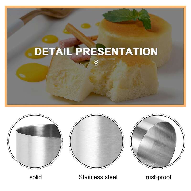 8 Pieces Stainless Steel Mousse Rings Round Biscuit Cutter Cake Mold Kitchen Baking Pastry Tool for