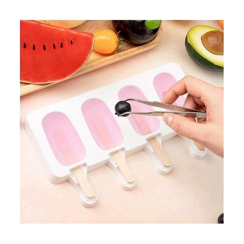 8 Silicone Ice Cream Mould 4 Cavity Ice Lolly Mold Reusable Oval Cake-pop Molds,for Diy Making Ice