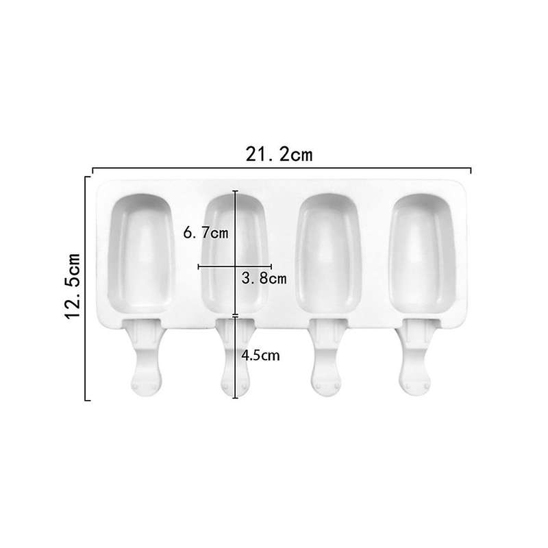 8 Silicone Ice Cream Mould 4 Cavity Ice Lolly Mold Reusable Oval Cake-pop Molds,for Diy Making Ice