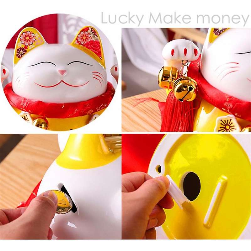 8.5 Inch Ceramic Maneki Piggy Bank Home Decor Porcelain Ornaments Business Gifts Lucky Crafts