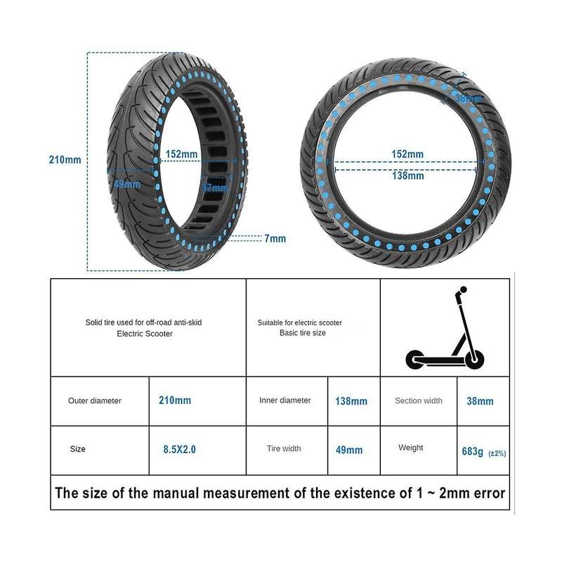 8.5inch Solid Tire for M365 1s Pro Electric Scooter Anti-explosion Tire Absorber Damping Honeycomb