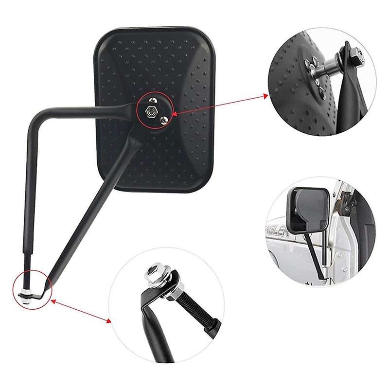 8.6 Inch Door Rearview Mirror Offroad Adjustable Side Mirror for Wrangler CJ YJ TJ JK JL RR Style