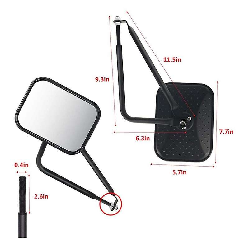 8.6 Inch Door Rearview Mirror Offroad Adjustable Side Mirror for Wrangler CJ YJ TJ JK JL RR Style