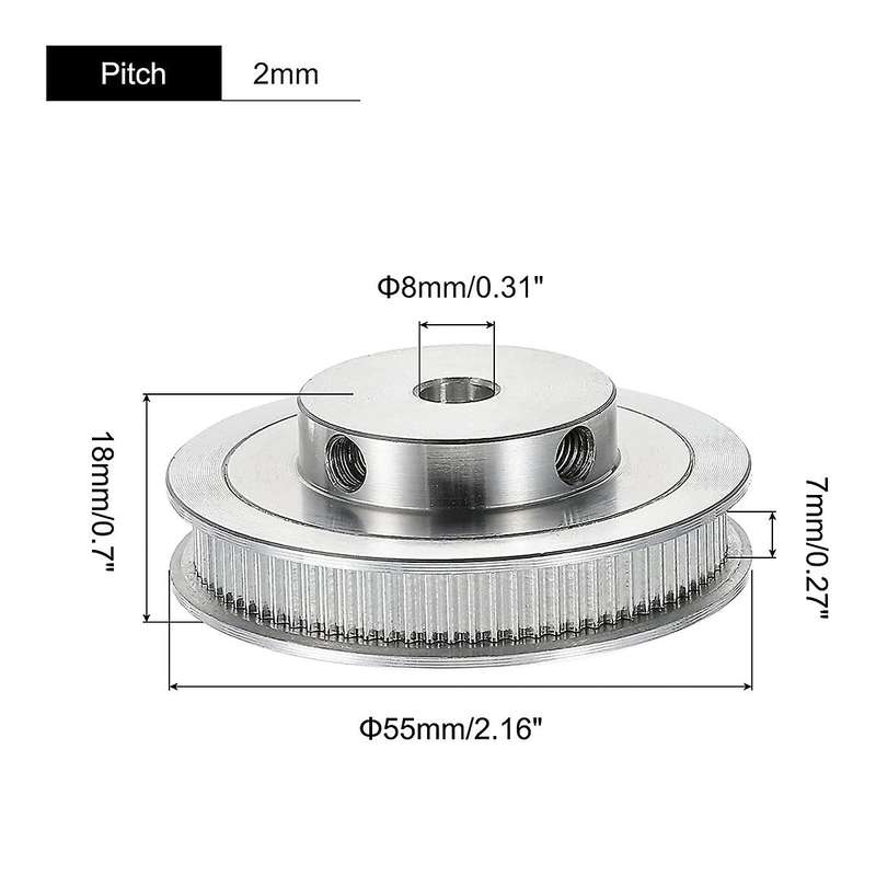 80 Teeth 8mm Bore Timing Pulley, Synchronous Wheel Silver with Screw for 3D Printer Belt