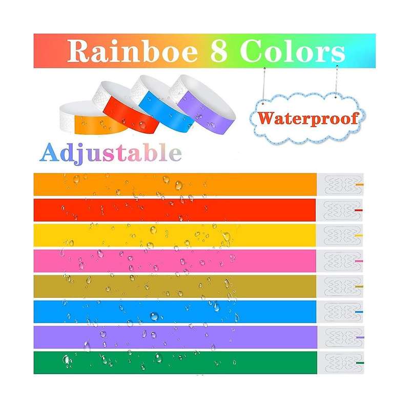 800pcs Waterproof Hand Bands Wrist Bands for Events Concert Adhesive for Party 8 Colors