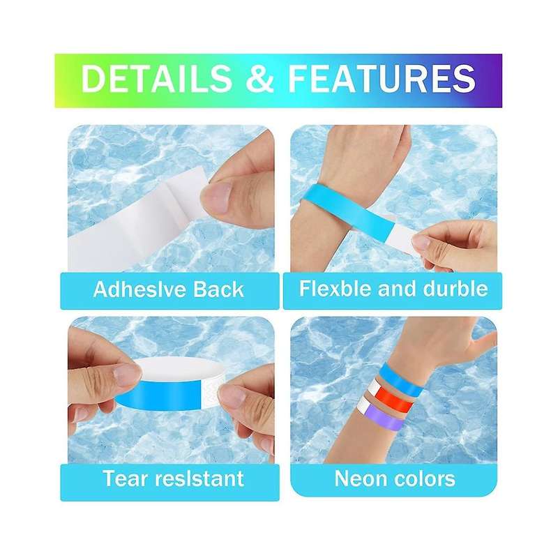 800pcs Waterproof Hand Bands Wrist Bands for Events Concert Adhesive for Party 8 Colors