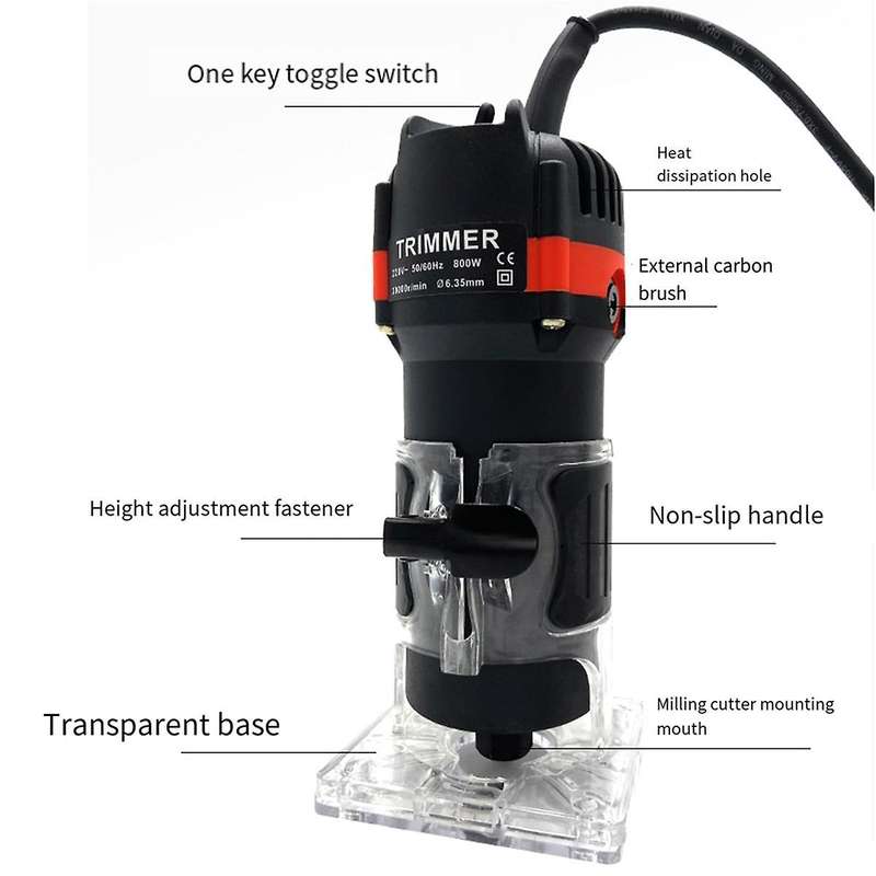 800w Electric Wood Trimmer Wood Router Laminate Trimmer Professional Slotting Trimming Grooving Mach