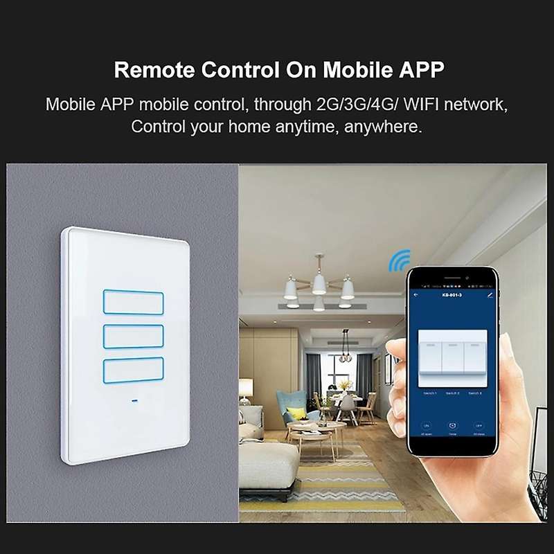 -801 Smart Touch Switch 3 Gang with Glass Screen Switch Smart Life Tuya Smart Control