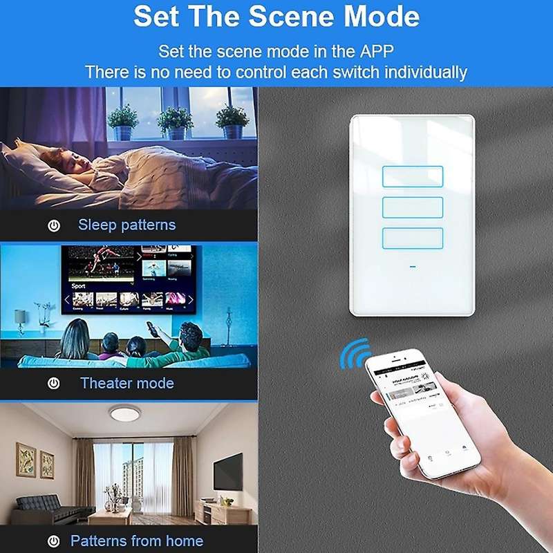 -801 Smart Touch Switch 3 Gang with Glass Screen Switch Smart Life Tuya Smart Control