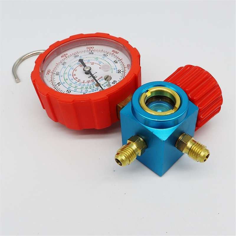 800PSI Refrigerant Manometer Air Condition Pressure Gauge Manometer Valve Manometro for R410A R22 R1
