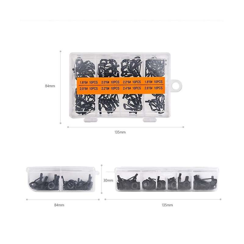 80Pcs Black Multi-Size Sea Rod Guide Ring Set Stainless Steel Ceramic Lure Wire Ring Guide Rail Repl