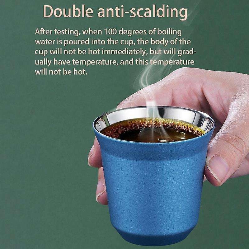 80Ml Double Wall Stainless Steel Espresso Cup Insulation,A