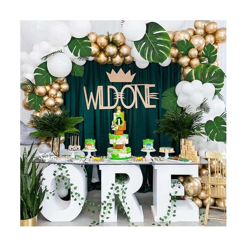 80pcs Artificial Palm Leaves for Table and Wall Decorations Birthday Wedding Theme Party
