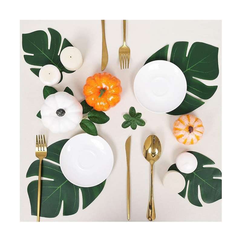 80pcs Artificial Palm Leaves for Table and Wall Decorations Birthday Wedding Theme Party