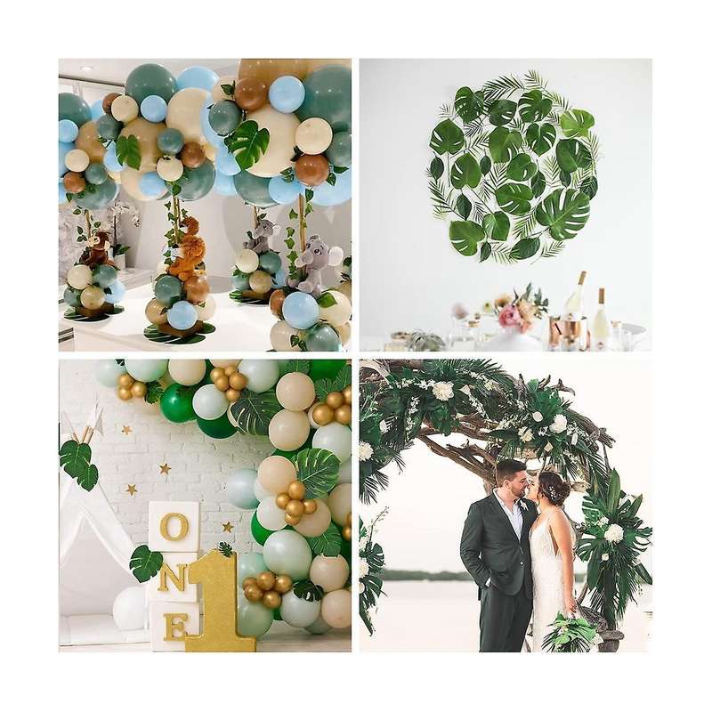 80pcs Artificial Palm Leaves for Table and Wall Decorations Birthday Wedding Theme Party