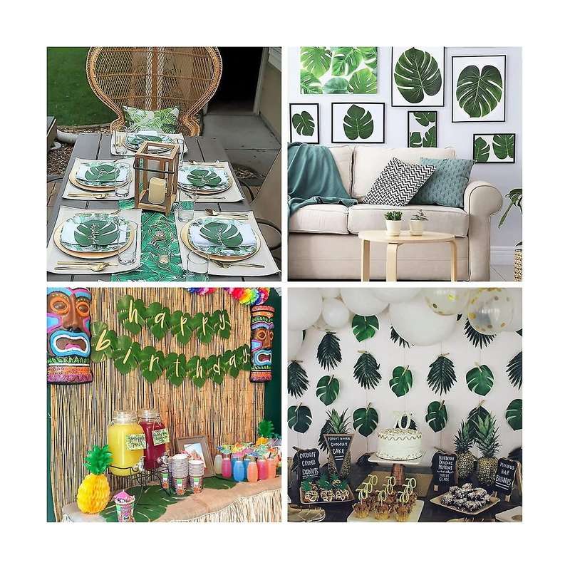 80pcs Artificial Palm Leaves for Table and Wall Decorations Birthday Wedding Theme Party