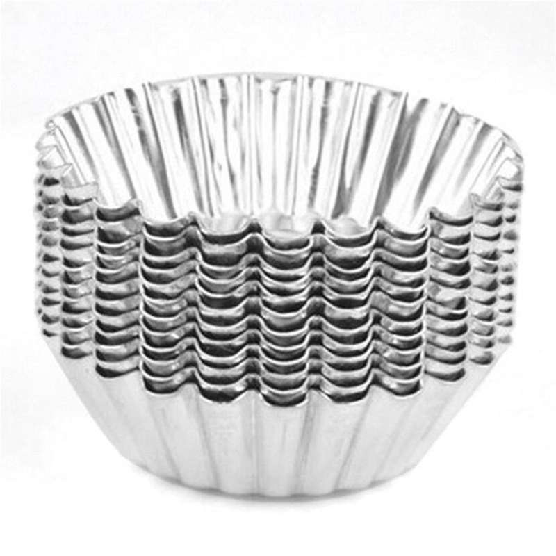 80PCS Silver Tone Aluminum Egg Tart Mold Mould Makers Cupcake Cake Cookie Mold Lined Mould Tin Bakin