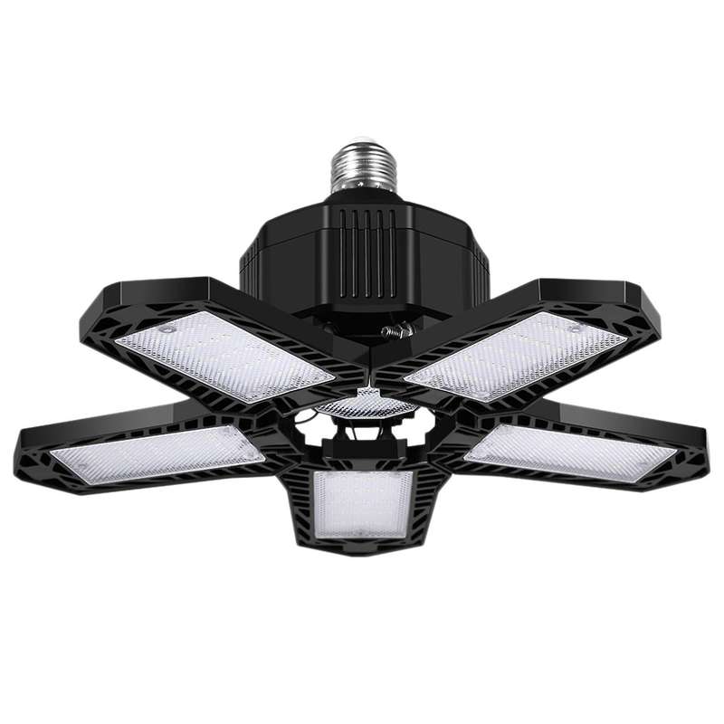 80W LED Five Leaf Garage Light Foldable Garage Ceiling Lamp 8000LM Deformation Basement Adjustable H