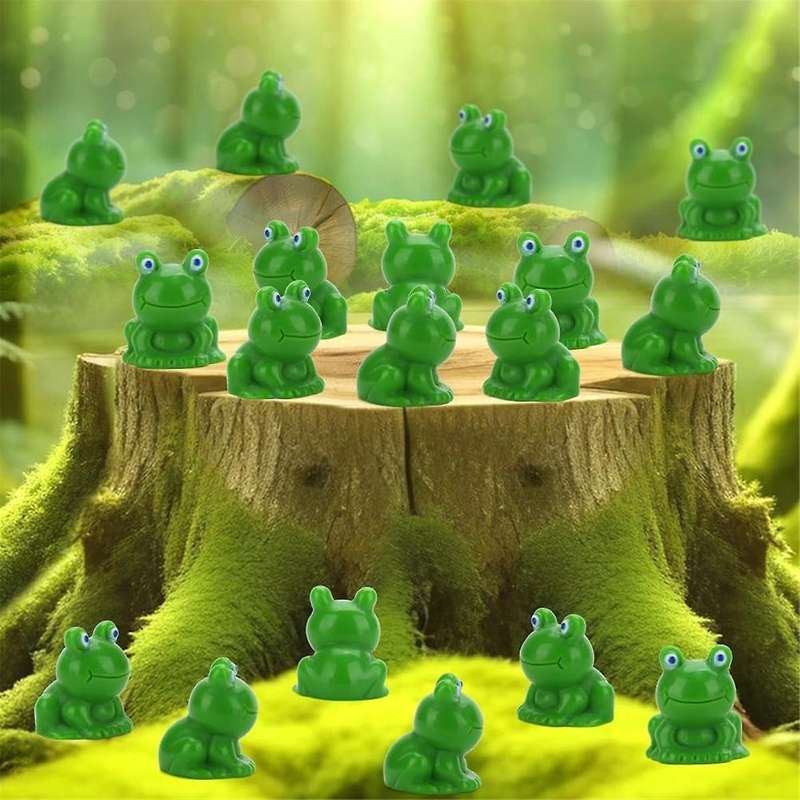 80Pcs Mini Frog Garden Decor Tiny Green Frog Resin Figurines Miniature Outdoor and Home Decor