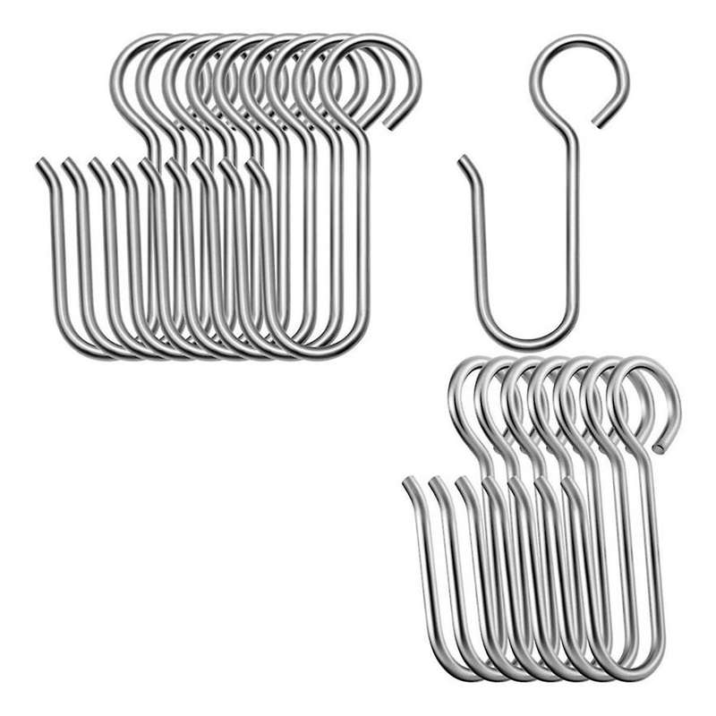 80pcs Metal Curtain Track Hooks S Shaped Stainless Ceiling Curtain Track Shower Curtain Decoration H