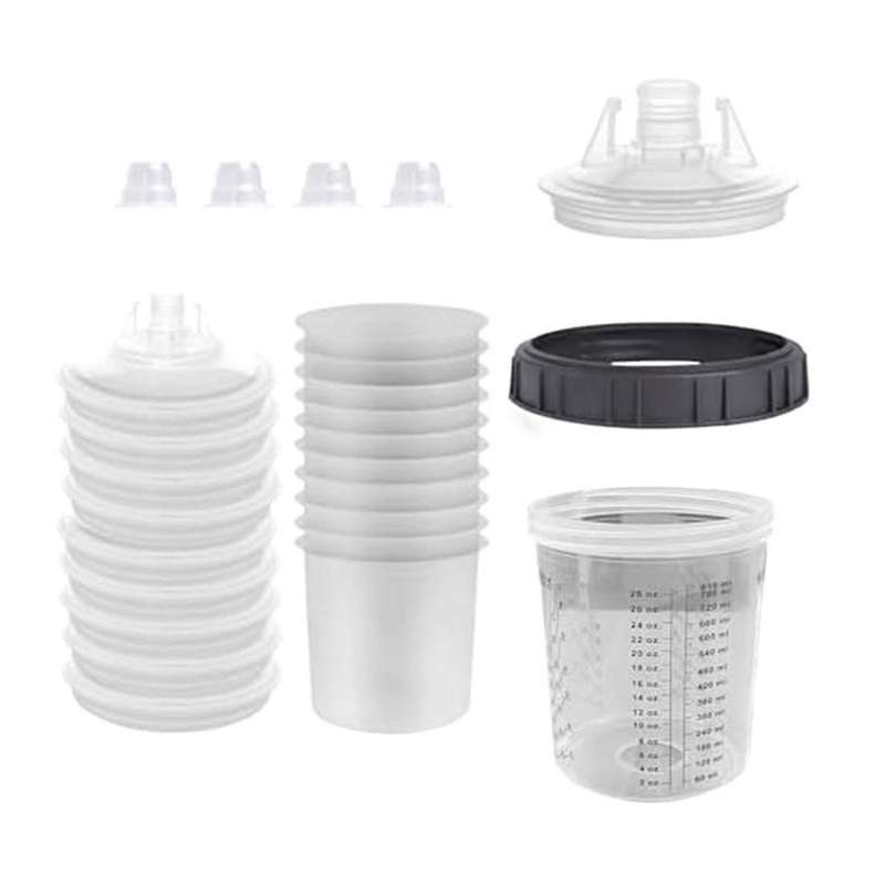 810Ml Visual Spray Tank, Hard Cup with Scale and Holder and Lid for Spray Gunfiltration System, 4 Cu